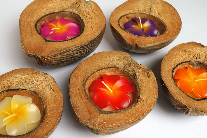 Plumeria-Candle-in-Coconut-Shell